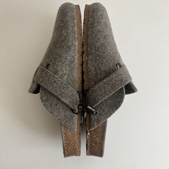 Zara Home Women’s Felt Clogs With Strap Gray Size 10 1202/500 Cork Sole - Picture 6 of 11